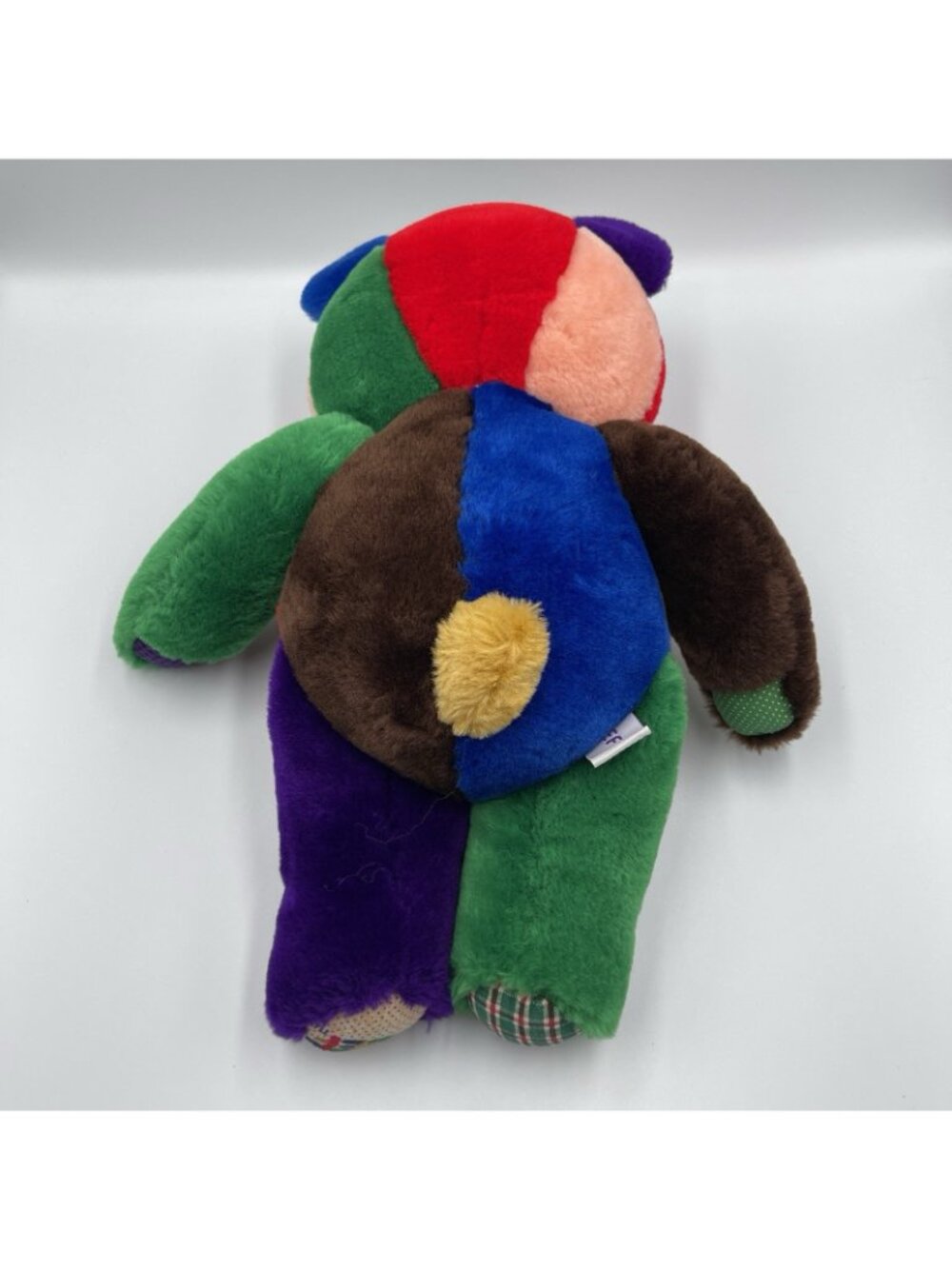 Vtg 1996 Peef Bear Christmas Teddy Colorblock Plush Stuffed Animal 14" Squeaker - Picture 5 of 15